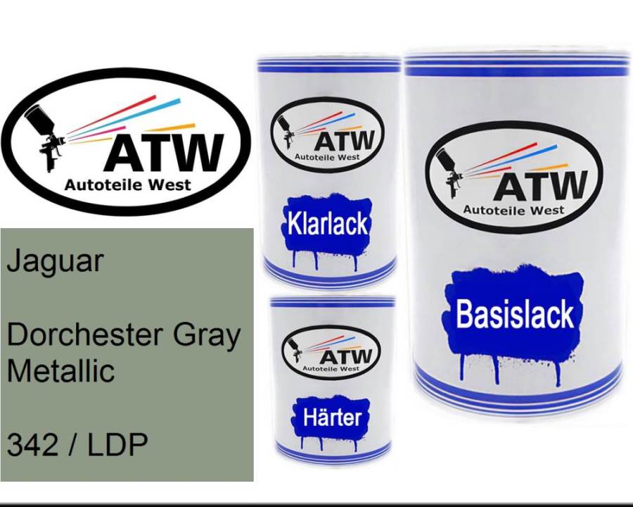 Jaguar, Dorchester Gray Metallic, 342 / LDP: 500ml Lackdose + 500ml Klarlack + 250ml Härter - Set, von ATW Autoteile West.